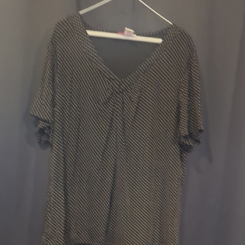 JM Collection Black Polka Dot V-Neck Tunic